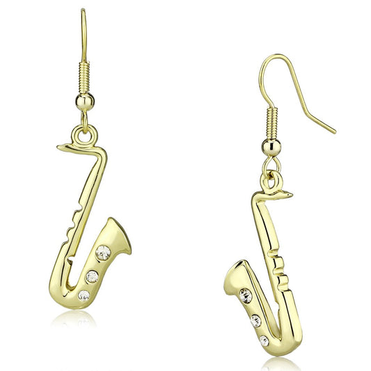 LO2741 - Gold Iron Earrings with Top Grade Crystal in Clear-0