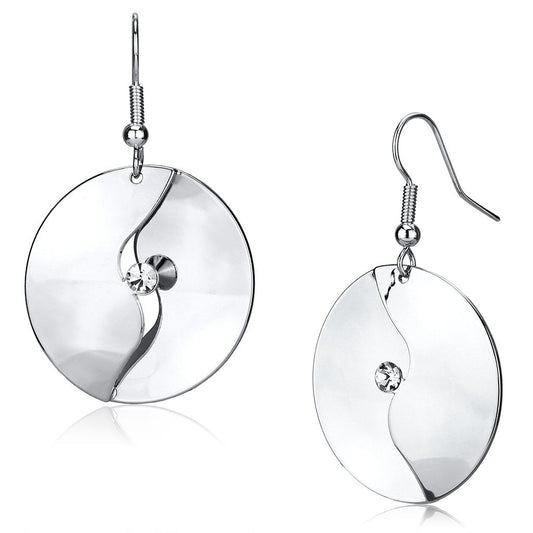 LO2745 - Rhodium Iron Earrings with Top Grade Crystal in Clear-0