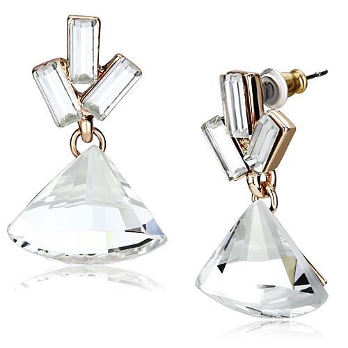 LO2751 - Rose Gold Iron Earrings with Top Grade Crystal in Clear-0