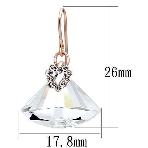 LO2755 - Rose Gold Iron Earrings with Top Grade Crystal in Clear-1