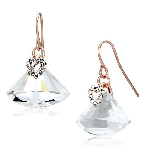 LO2755 - Rose Gold Iron Earrings with Top Grade Crystal in Clear-0