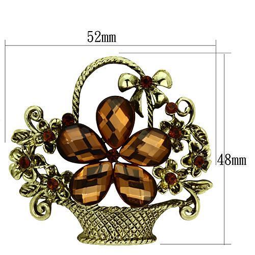 LO2760 - Antique Copper White Metal Brooches with Synthetic Acrylic in Smoked Quartz-1