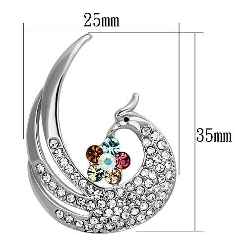 LO2773 - Imitation Rhodium White Metal Brooches with Top Grade Crystal in Multi Color-1