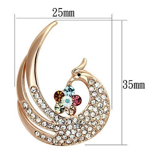 LO2774 - Flash Rose Gold White Metal Brooches with Top Grade Crystal in Multi Color-1