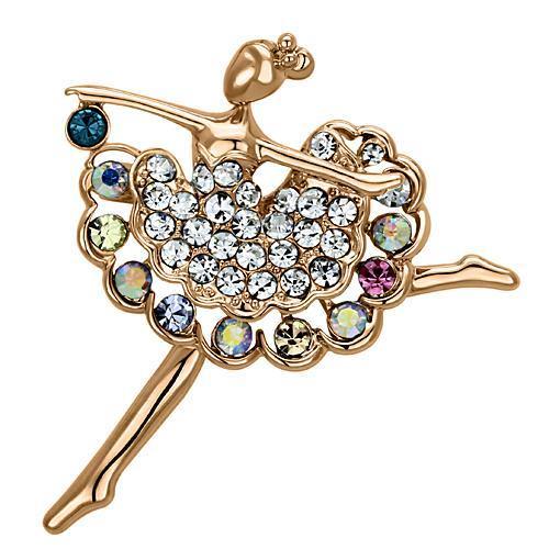 LO2782 - Flash Rose Gold White Metal Brooches with Top Grade Crystal in Multi Color-0