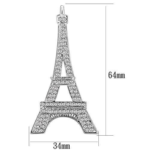 LO2784 - Imitation Rhodium White Metal Brooches with Top Grade Crystal in Clear-1