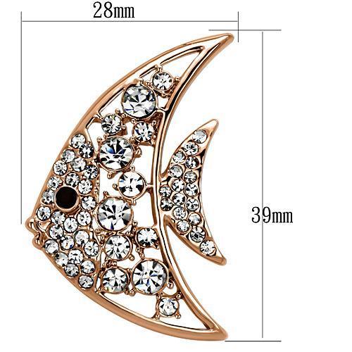 LO2787 - Flash Rose Gold White Metal Brooches with Top Grade Crystal in Clear-1