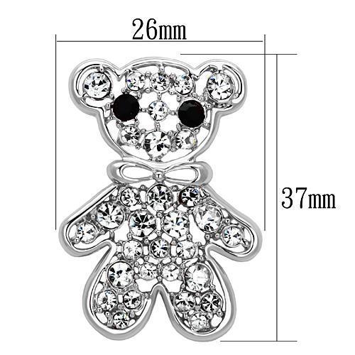 LO2791 - Imitation Rhodium White Metal Brooches with Top Grade Crystal in Clear-1