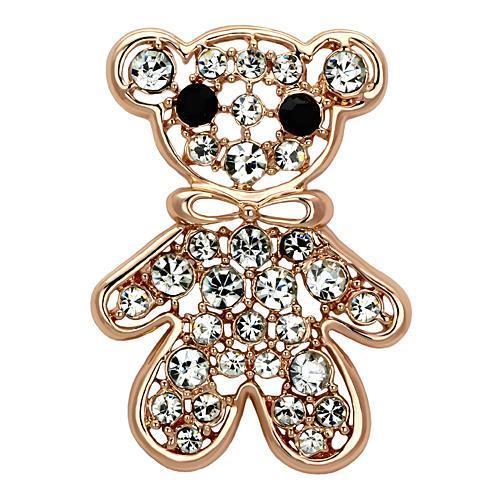 LO2792 - Flash Rose Gold White Metal Brooches with Top Grade Crystal in Clear-0