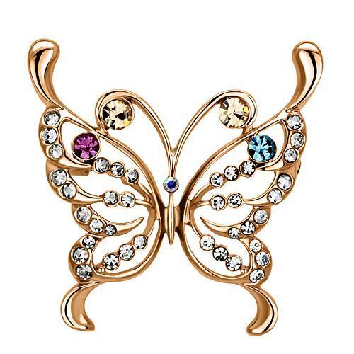 LO2794 - Flash Rose Gold White Metal Brooches with Top Grade Crystal in Multi Color-0