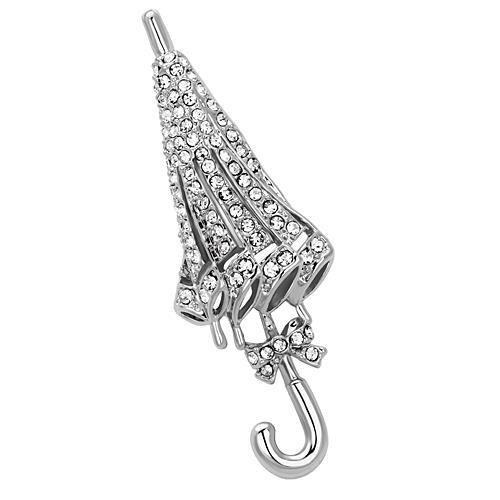 LO2795 - Imitation Rhodium White Metal Brooches with Top Grade Crystal in Clear-0