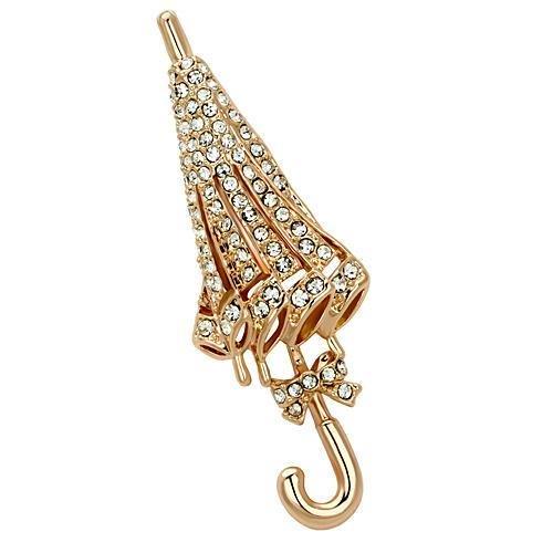 LO2796 - Flash Rose Gold White Metal Brooches with Top Grade Crystal in Clear-0