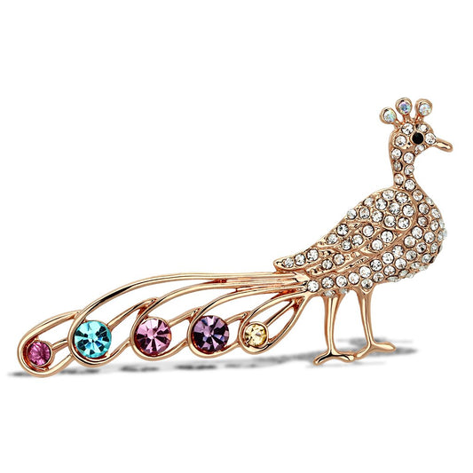 LO2798 - Flash Rose Gold White Metal Brooches with Top Grade Crystal in Multi Color-0