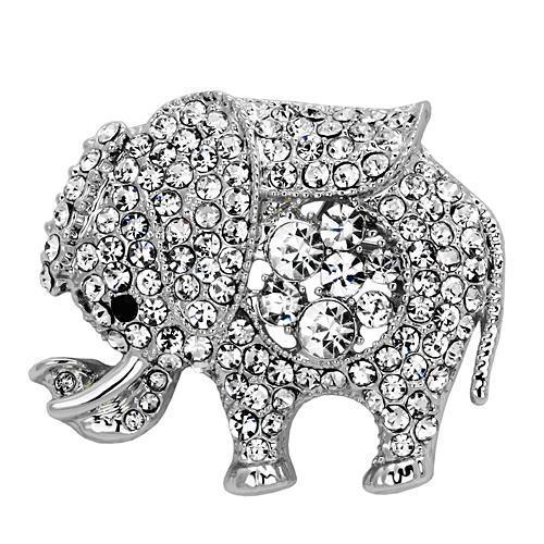 LO2803 - Imitation Rhodium White Metal Brooches with Top Grade Crystal in Clear-0