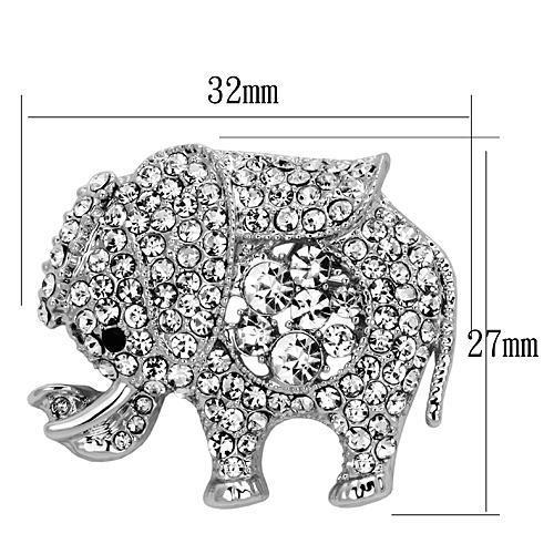 LO2803 - Imitation Rhodium White Metal Brooches with Top Grade Crystal in Clear-1