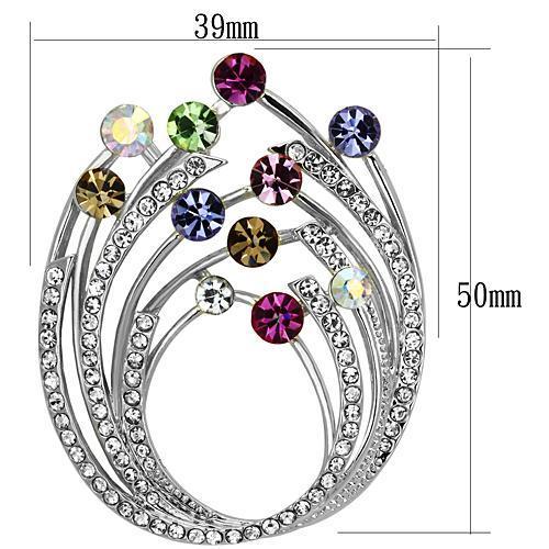 LO2811 - Imitation Rhodium White Metal Brooches with Top Grade Crystal in Multi Color-1