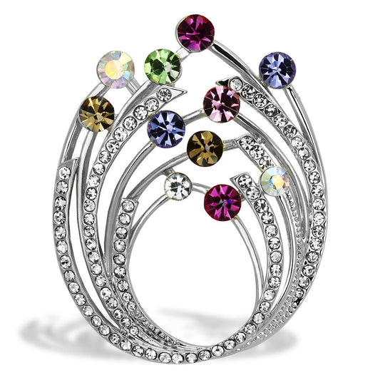 LO2811 - Imitation Rhodium White Metal Brooches with Top Grade Crystal in Multi Color-0