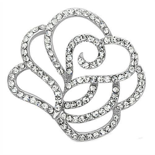 LO2813 - Imitation Rhodium White Metal Brooches with Top Grade Crystal in Clear-0