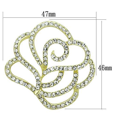 LO2814 - Flash Gold White Metal Brooches with Top Grade Crystal in Clear-1