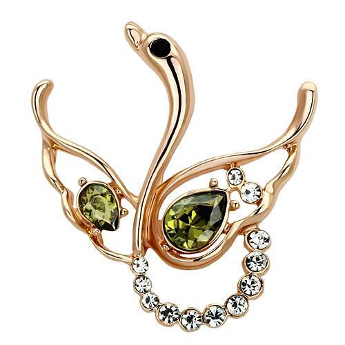 LO2816 - Flash Gold White Metal Brooches with Top Grade Crystal in Olivine color-0