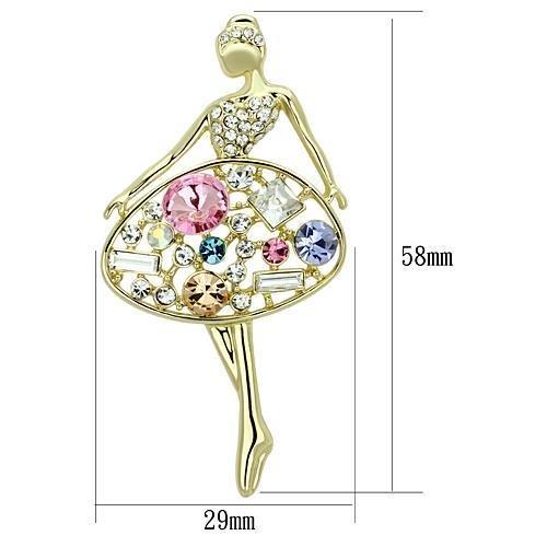 LO2817 - Flash Gold White Metal Brooches with Top Grade Crystal in Multi Color-1