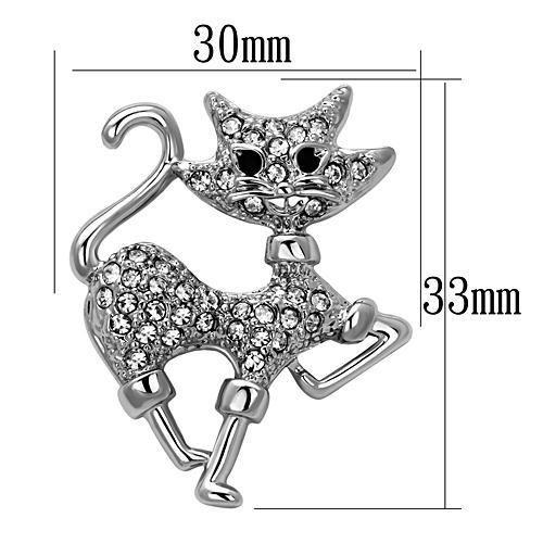 LO2819 - Imitation Rhodium White Metal Brooches with Top Grade Crystal in Clear-1