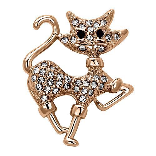 LO2820 - Flash Rose Gold White Metal Brooches with Top Grade Crystal in Clear-0