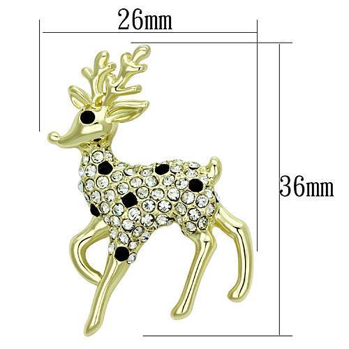LO2822 - Flash Gold White Metal Brooches with Top Grade Crystal in Jet-1