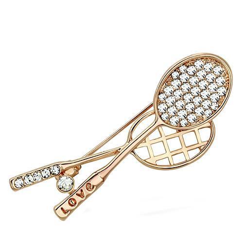 LO2828 - Flash Rose Gold White Metal Brooches with Top Grade Crystal in Clear-0