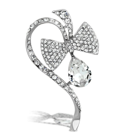 LO2832 - Flash Rose Gold White Metal Brooches with Synthetic Synthetic Glass in Clear-0