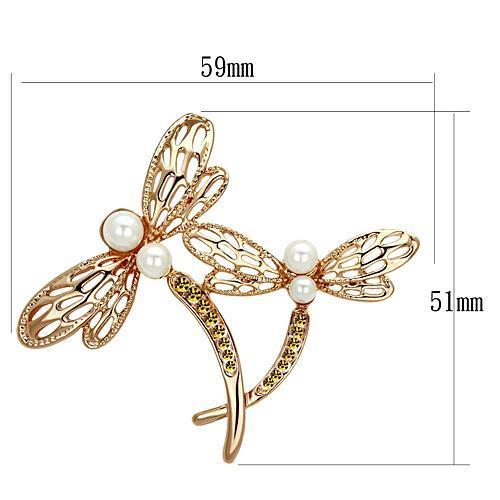 LO2837 - Flash Rose Gold White Metal Brooches with Synthetic Pearl in White-1