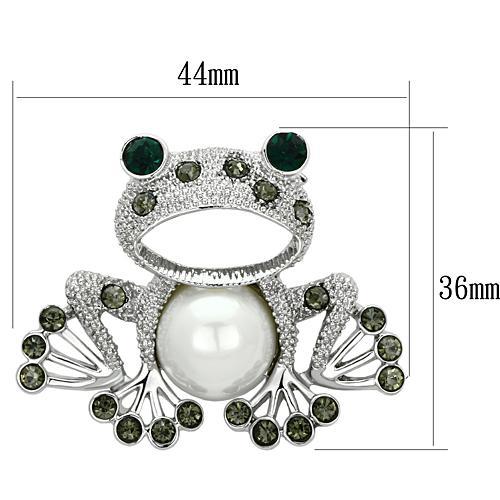 LO2844 - Imitation Rhodium White Metal Brooches with Synthetic Pearl in White-1