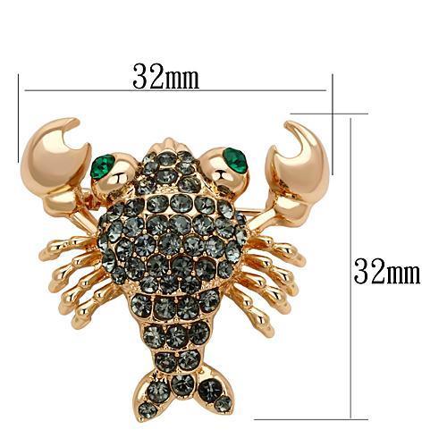 LO2851 - Flash Rose Gold White Metal Brooches with Top Grade Crystal in Emerald-1