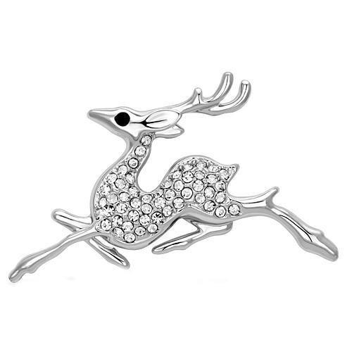 LO2858 - Imitation Rhodium White Metal Brooches with Top Grade Crystal in Clear-0