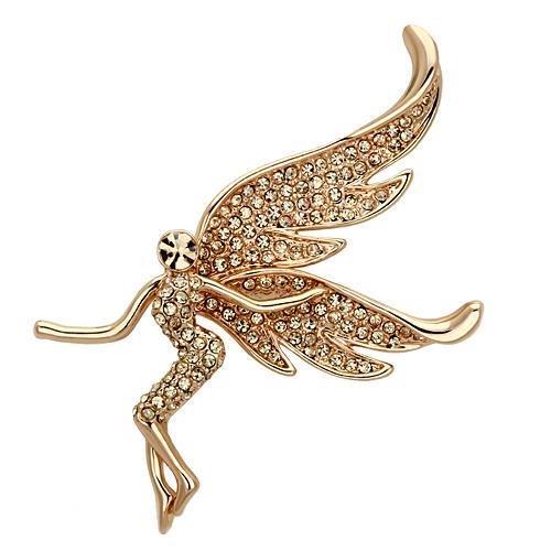 LO2863 - Flash Rose Gold White Metal Brooches with Top Grade Crystal in Champagne-0
