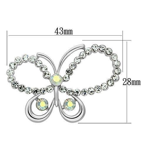 LO2864 - Imitation Rhodium White Metal Brooches with Top Grade Crystal in Aurora Borealis (Rainbow Effect)-1