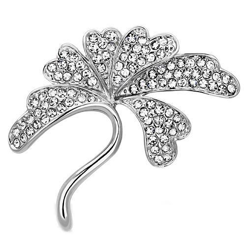 LO2874 - Imitation Rhodium White Metal Brooches with Top Grade Crystal in Clear-0