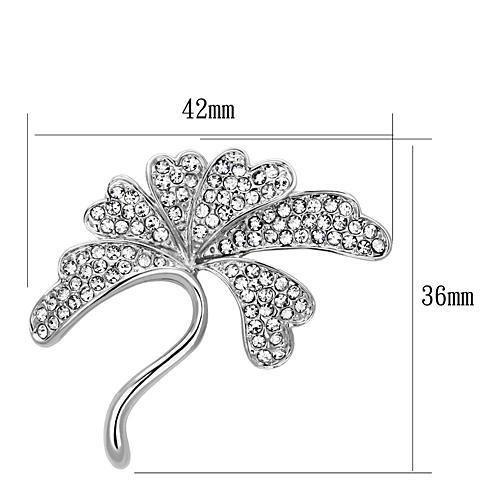 LO2874 - Imitation Rhodium White Metal Brooches with Top Grade Crystal in Clear-1