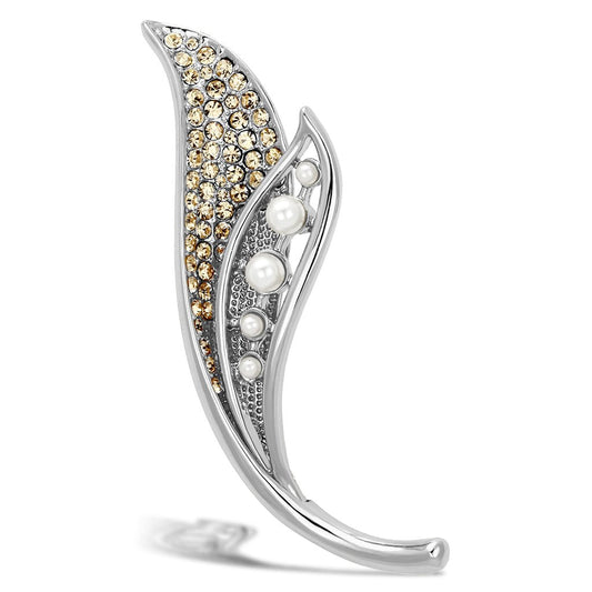 LO2877 - Flash Rose Gold White Metal Brooches with Synthetic Pearl in White-0