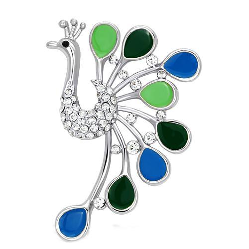LO2880 - Imitation Rhodium White Metal Brooches with Top Grade Crystal in Clear-0