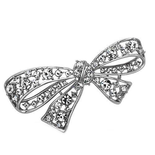 LO2882 - Imitation Rhodium White Metal Brooches with Top Grade Crystal in Clear-0