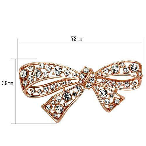 LO2883 - Flash Rose Gold White Metal Brooches with Top Grade Crystal in Clear-1