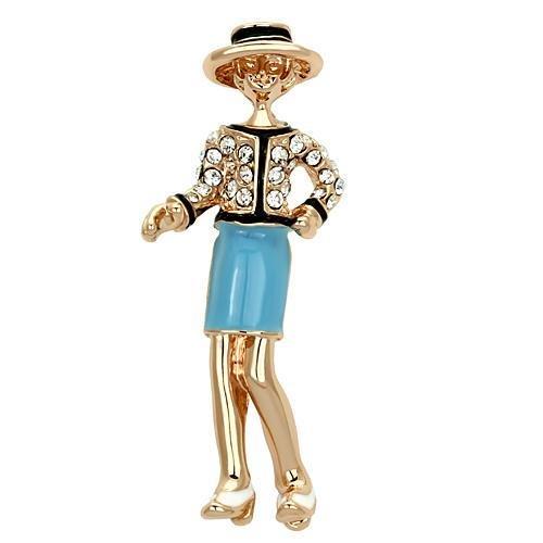 LO2885 - Flash Rose Gold White Metal Brooches with Top Grade Crystal in Clear-0