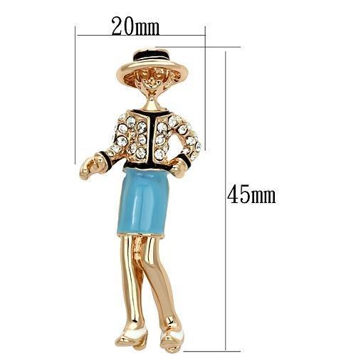 LO2885 - Flash Rose Gold White Metal Brooches with Top Grade Crystal in Clear-1