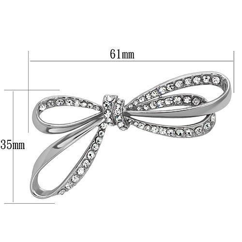 LO2890 - Imitation Rhodium White Metal Brooches with Top Grade Crystal in Clear-1