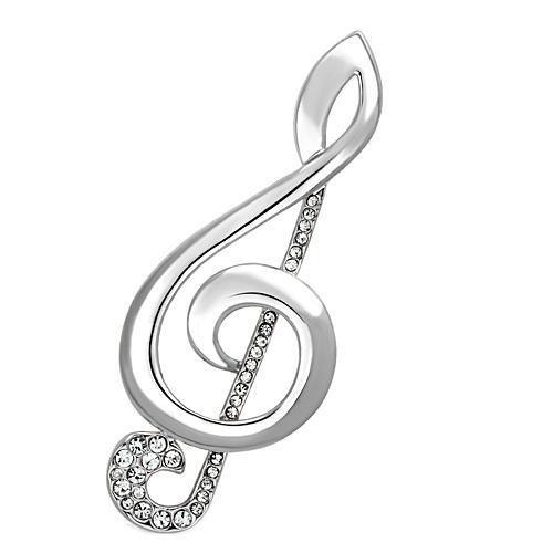 LO2892 - Imitation Rhodium White Metal Brooches with Top Grade Crystal in Clear-0