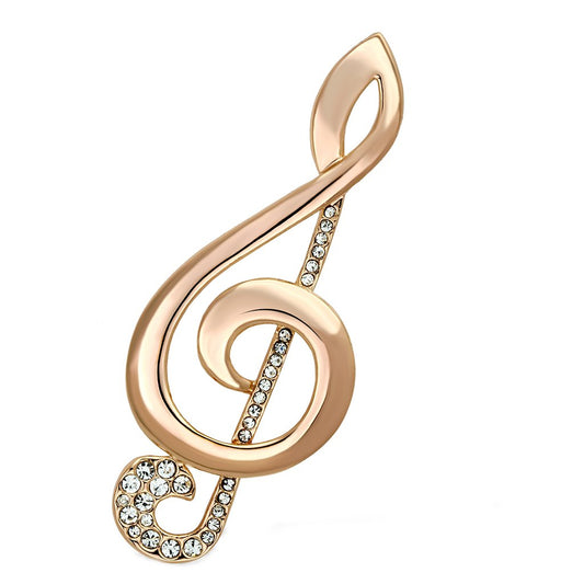 LO2893 - Flash Rose Gold White Metal Brooches with Top Grade Crystal in Clear-0