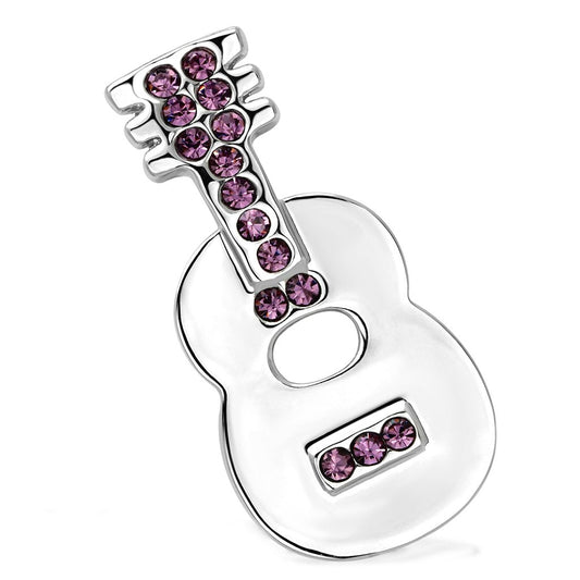 LO2894 - Imitation Rhodium White Metal Brooches with Top Grade Crystal in Light Amethyst-0
