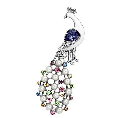 LO2896 - Imitation Rhodium White Metal Brooches with Top Grade Crystal in Multi Color-0