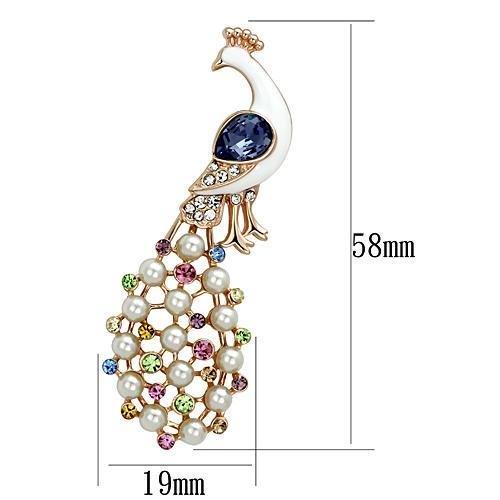 LO2897 - Flash Rose Gold White Metal Brooches with Top Grade Crystal in Multi Color-1